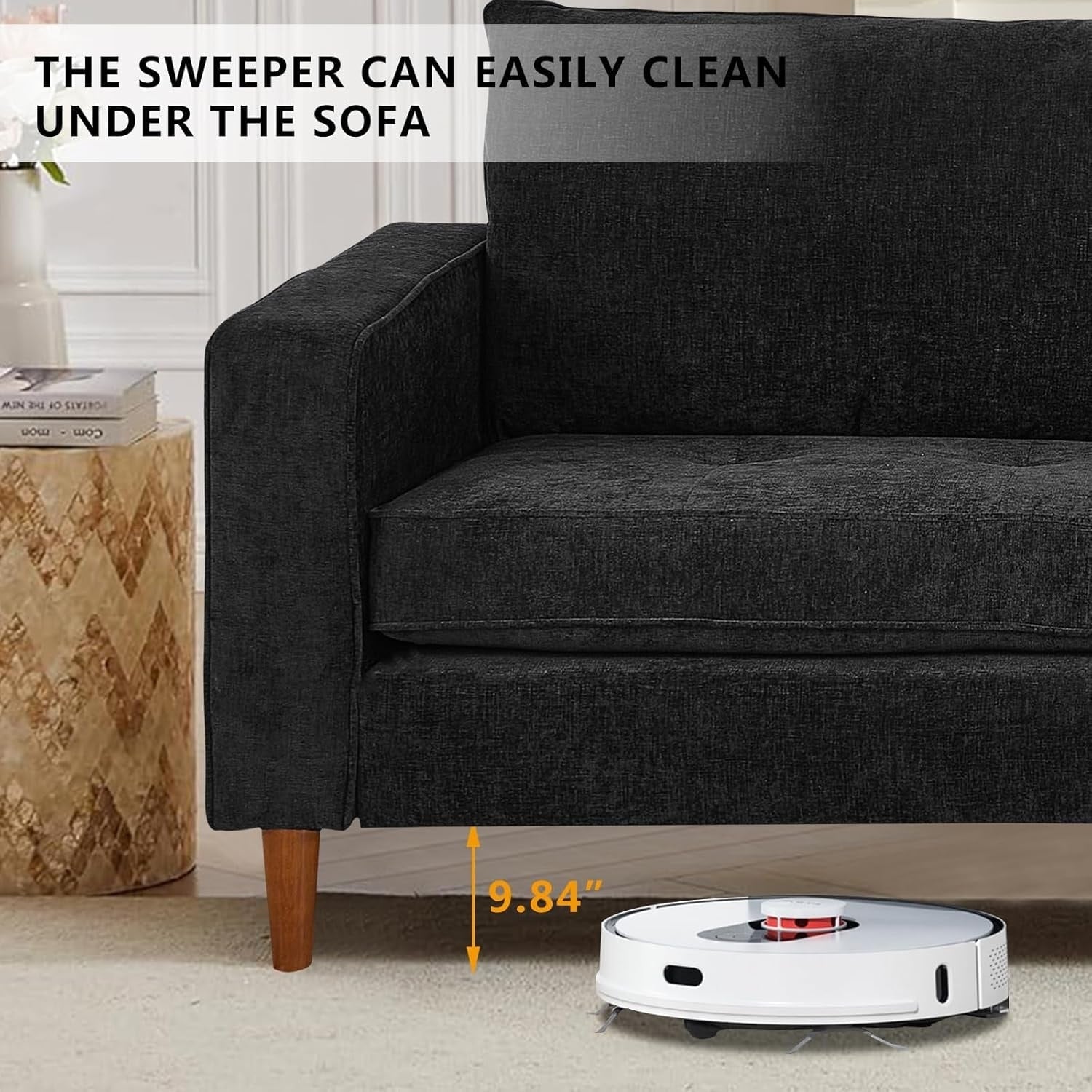 Canapé de salon 82,68 pouces, causeuse avec port USB/Type-C, confortable canapé causeuse en chenille avec housse amovible