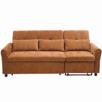 Canapé-lit 2 en 1 en chenille avec dossier réglable, méridienne réversible et ports de chargement USB