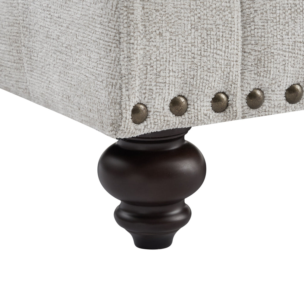 Canapés 2 places modernes en chenille avec accoudoirs et clous (blanc)