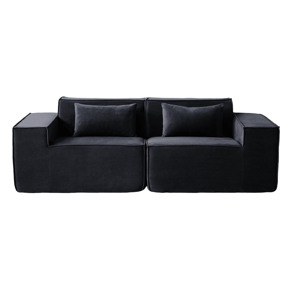 Canapé causeuse moderne rembourré 82 pouces, canapé modulaire en velours côtelé avec housse en tissu amovible et 2 oreillers