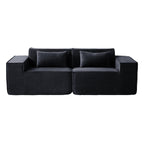 Canapé causeuse moderne rembourré 82 pouces, canapé modulaire en velours côtelé avec housse en tissu amovible et 2 oreillers