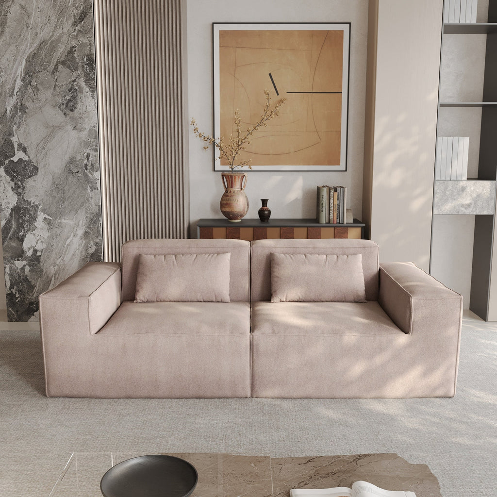 Canapé causeuse moderne rembourré 82 pouces, canapé modulaire en velours côtelé avec housse en tissu amovible et 2 oreillers