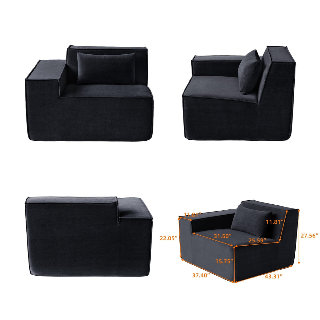 Canapé causeuse moderne rembourré 82 pouces, canapé modulaire en velours côtelé avec housse en tissu amovible et 2 oreillers