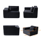 Canapé causeuse moderne rembourré 82 pouces, canapé modulaire en velours côtelé avec housse en tissu amovible et 2 oreillers