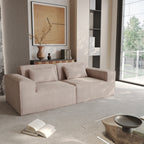 Canapé causeuse moderne rembourré 82 pouces, canapé modulaire en velours côtelé avec housse en tissu amovible et 2 oreillers