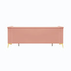 Canapé 3 places moderne en velours de 82 pouces avec design capitonné et pieds en métal doré