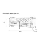 Canapé 3 places moderne en velours de 82 pouces avec design capitonné et pieds en métal doré