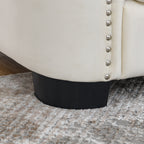 Canapé d'angle Chesterfield en velours de 82 po avec garniture cloutée et coussins amovibles