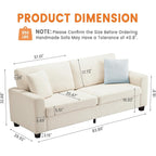 Canapé 3 places moderne de 83 pouces avec assises profondes, canapé nuage confortable pour le salon