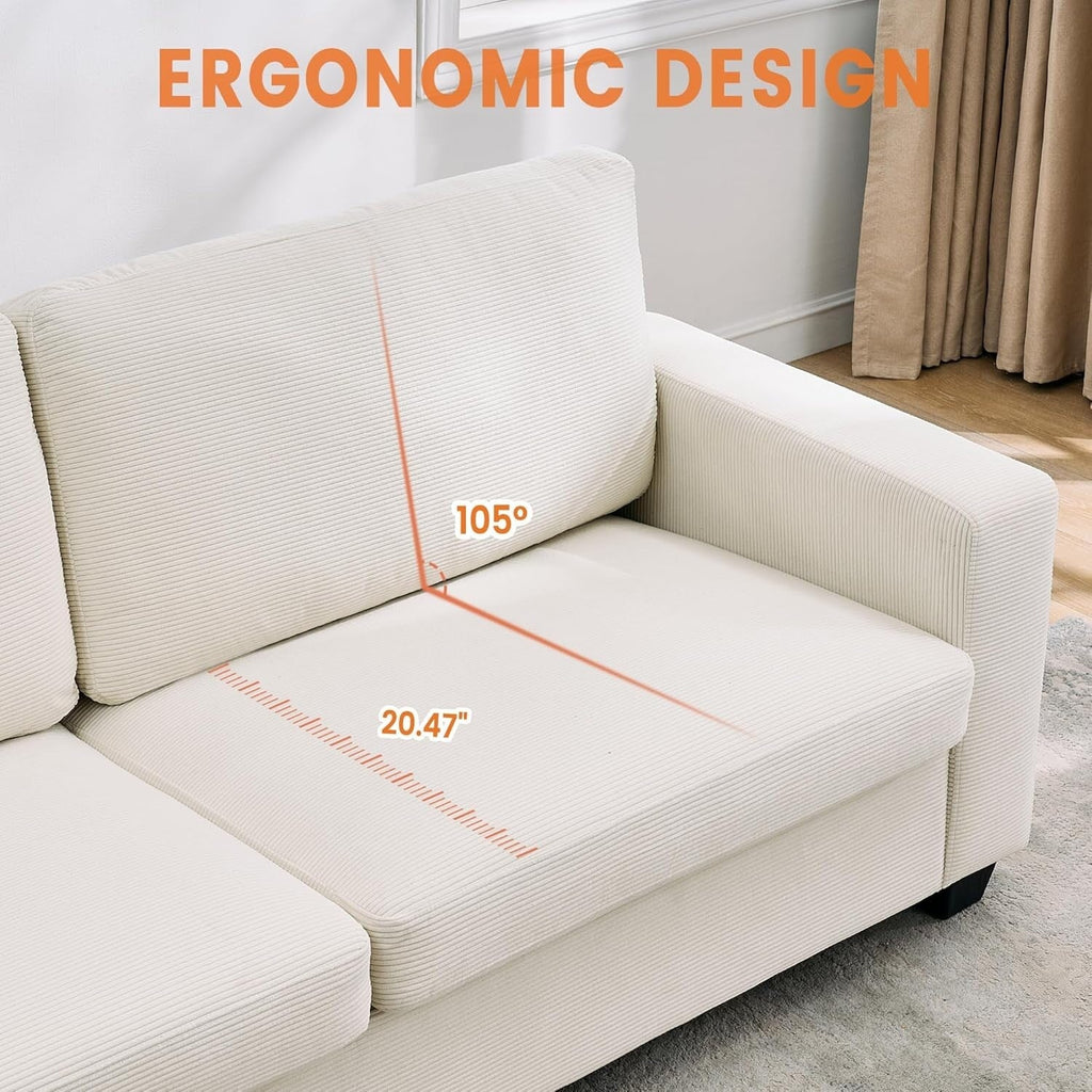 Canapé 3 places moderne de 83 pouces avec assises profondes, canapé nuage confortable pour le salon