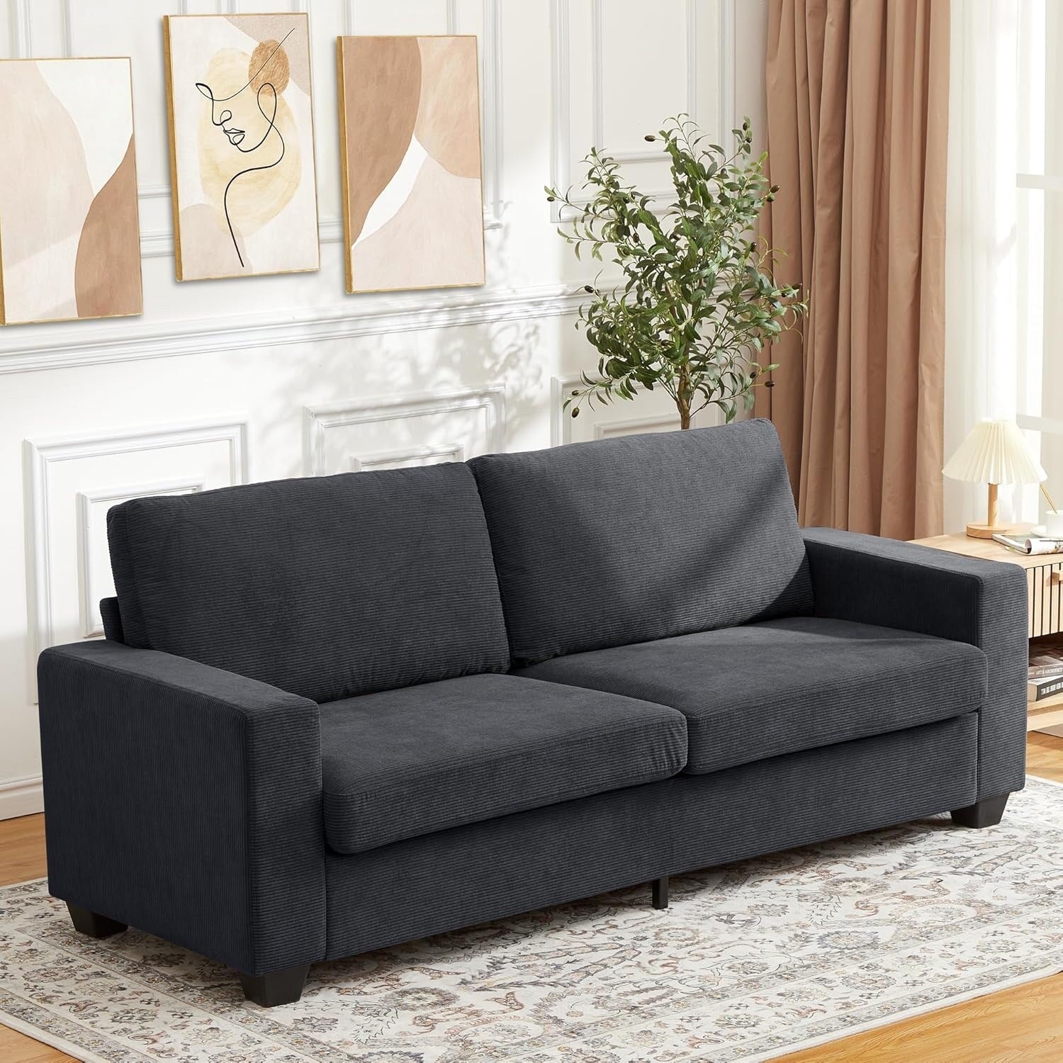 Canapé 3 places moderne de 83 pouces avec assises profondes, canapé nuage confortable pour le salon