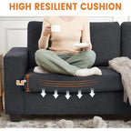 Canapé 3 places moderne de 83 pouces avec assises profondes, canapé nuage confortable pour le salon