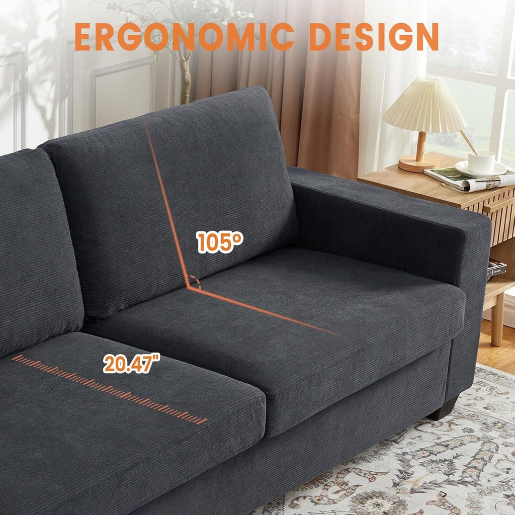 Canapé 3 places moderne de 83 pouces avec assises profondes, canapé nuage confortable pour le salon