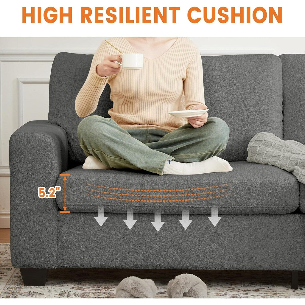 Canapé 3 places moderne de 83 pouces avec assises profondes, canapé nuage confortable pour le salon