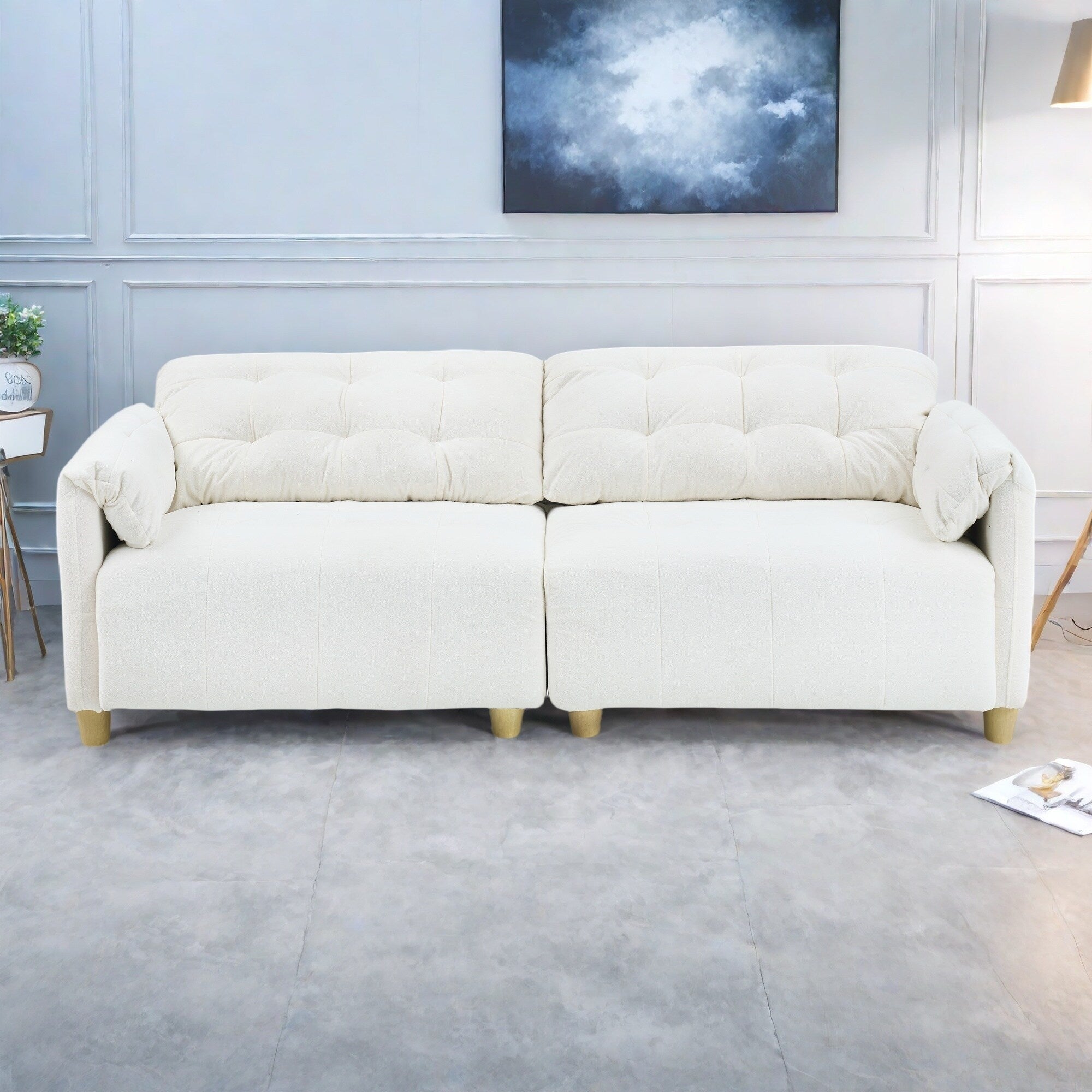 Canapé 3 places 83.1 en flanelle avec mousse haute densité, structure en bois massif, montage facile