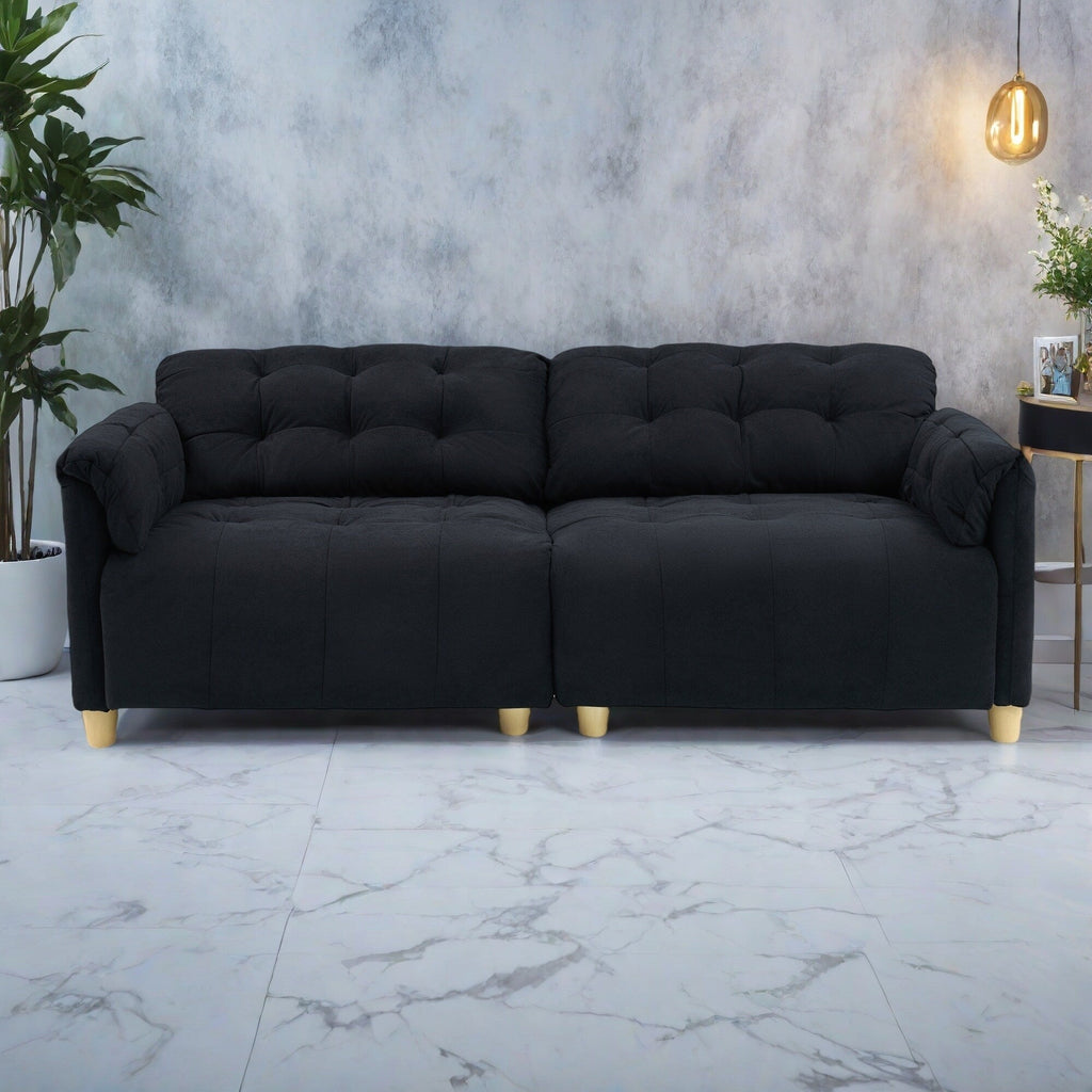 Canapé 3 places 83.1 en flanelle avec mousse haute densité, structure en bois massif, montage facile