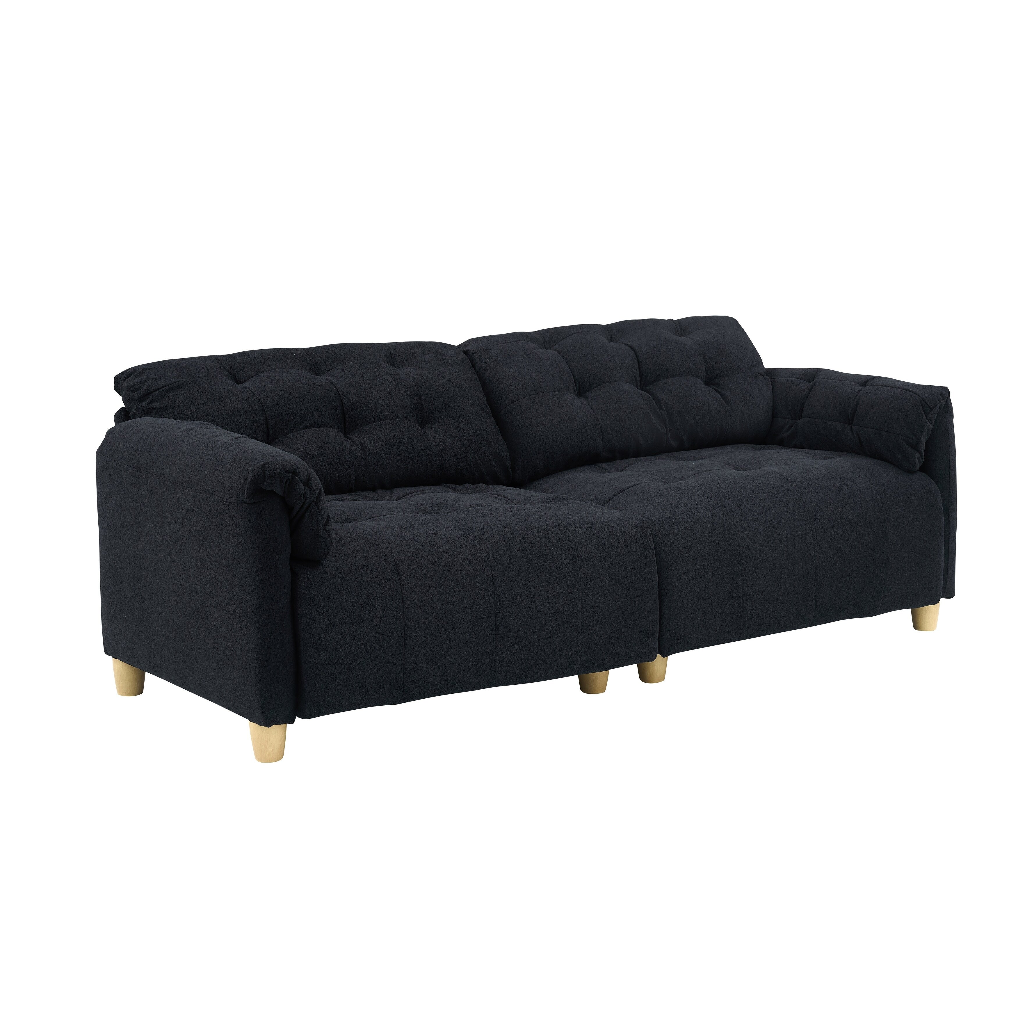 Canapé 3 places 83.1 en flanelle avec mousse haute densité, structure en bois massif, montage facile