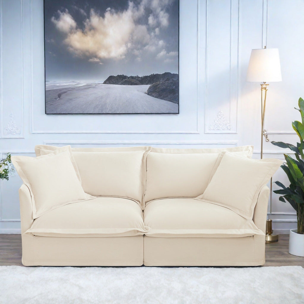 Canapé modulaire 3 places en chenille 83,4 pouces avec housses amovibles et lavables, capacité de charge de 136 kg