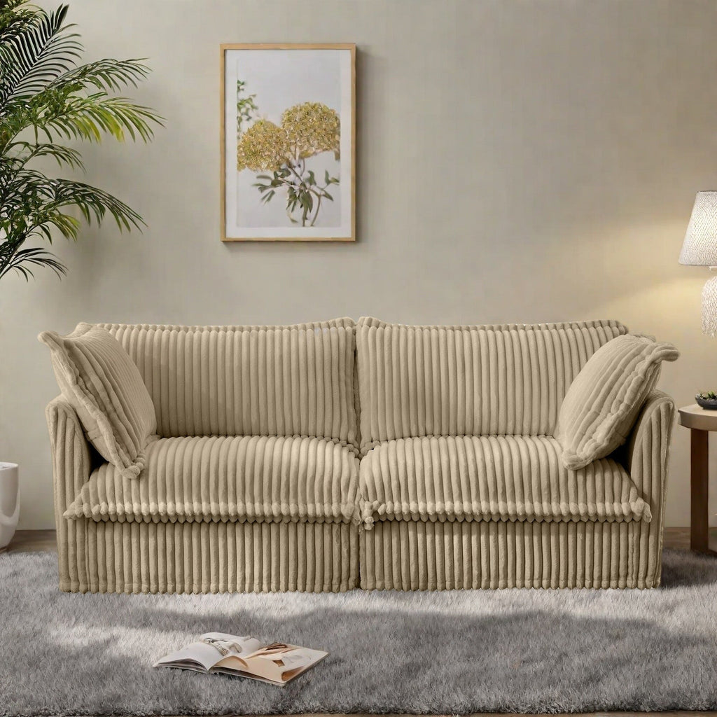 Canapé 2 places en velours côtelé 83,4 pouces avec grands coussins pour le salon