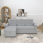 Canapé-lit convertible 3 places en polyester de 83,5 pouces avec lit gigogne, fauteuil inclinable de rangement, porte-gobelet et poches latérales