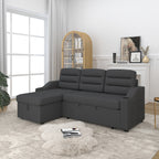 Canapé-lit convertible 3 places en polyester de 83,5 pouces avec lit gigogne, fauteuil inclinable de rangement, porte-gobelet et poches latérales