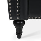 Canapé 3 places à accoudoirs carrés en similicuir 83,66 po avec coussins amovibles, support à ressorts ensachés et garniture cloutée