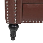 Canapé 3 places à accoudoirs carrés en similicuir 83,66 po avec coussins amovibles, support à ressorts ensachés et garniture cloutée