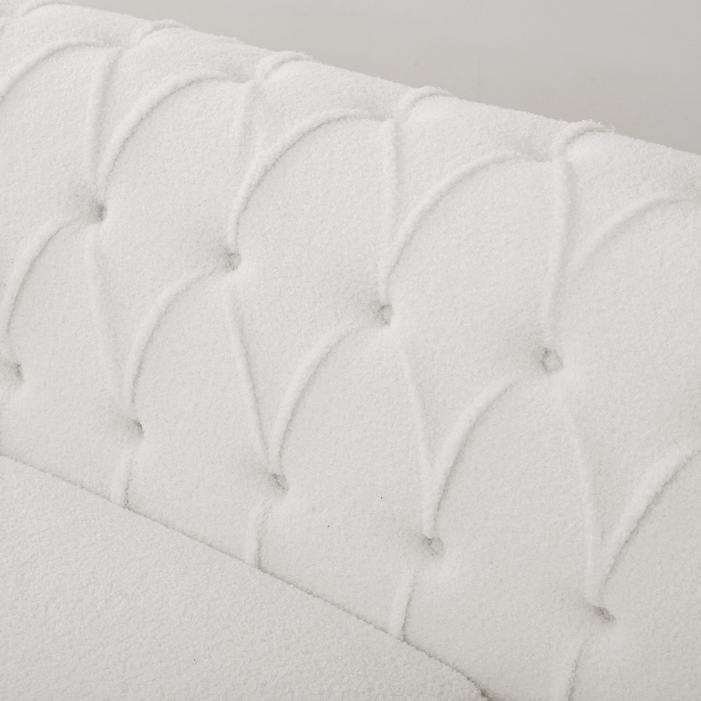 Canapé 3 places à accoudoirs carrés en similicuir 83,66 po avec coussins amovibles, support à ressorts ensachés et garniture cloutée