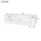 Canapé 3 places en velours 83,75 $ avec surpiqûres en losanges capitonnées, touches dorées et pieds en fer