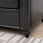 Canapé 3 places en tissu à accoudoirs enroulables, assise à ressorts ensachés, dossier en mousse PP et structure en bois massif (83,86 €)