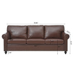 Canapé 3 places en tissu à accoudoirs enroulables, assise à ressorts ensachés, dossier en mousse PP et structure en bois massif (83,86 €)