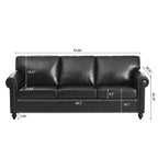 Canapé 3 places en tissu à accoudoirs enroulables, assise à ressorts ensachés, dossier en mousse PP et structure en bois massif (83,86 €)