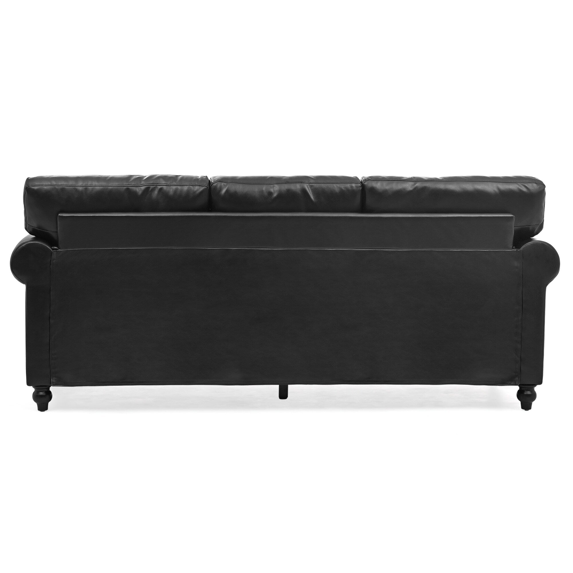 Canapé 3 places en tissu à accoudoirs enroulables, assise à ressorts ensachés, dossier en mousse PP et structure en bois massif (83,86 €)