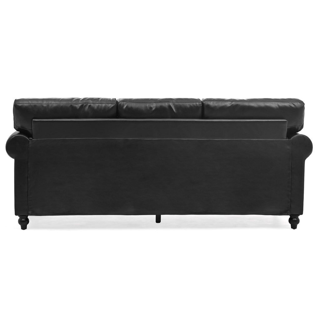 Canapé 3 places rembourré avec clous et pieds en bouleau pour le salon (83,86 €)