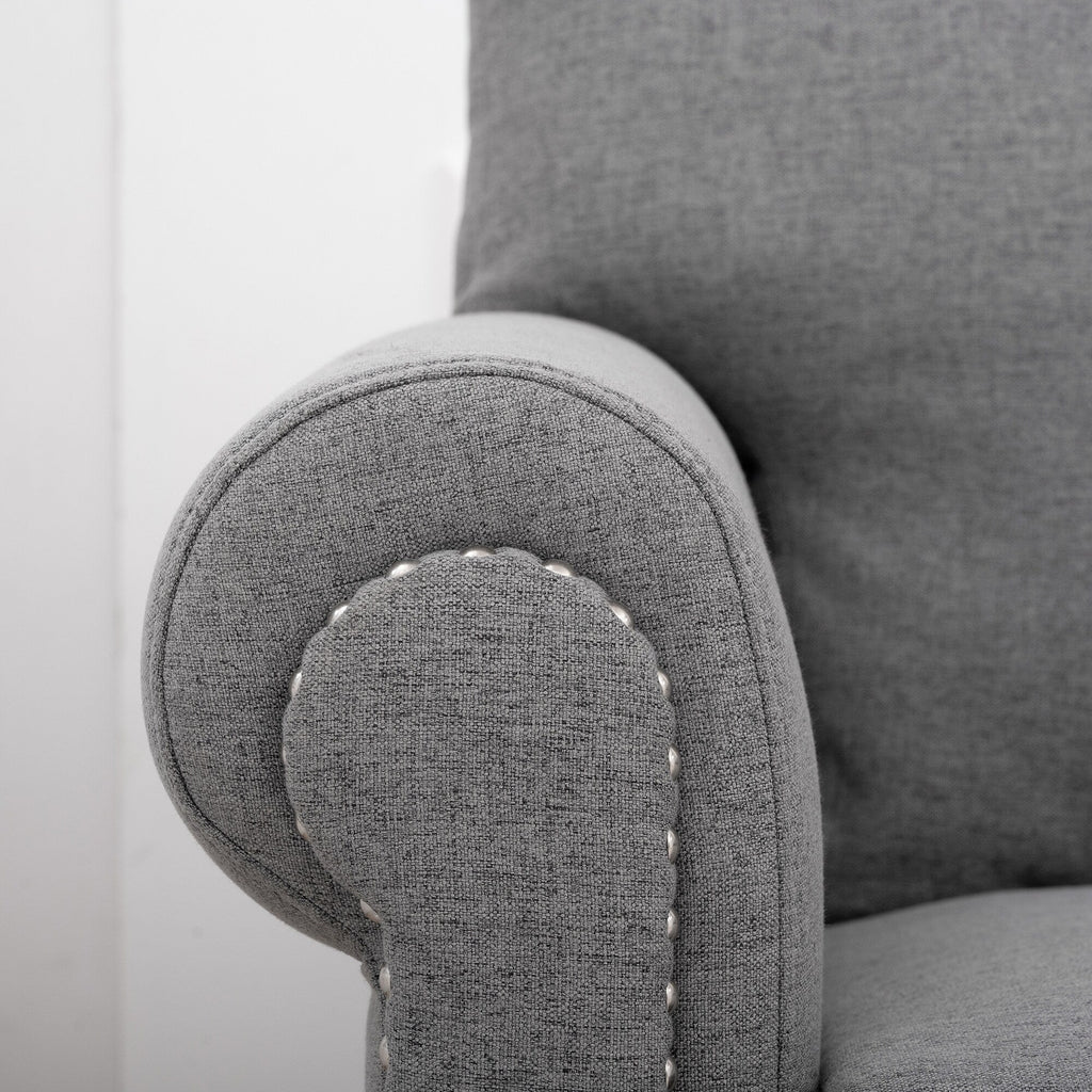 Canapé 3 places rembourré avec clous et pieds en bouleau pour le salon (83,86 €)