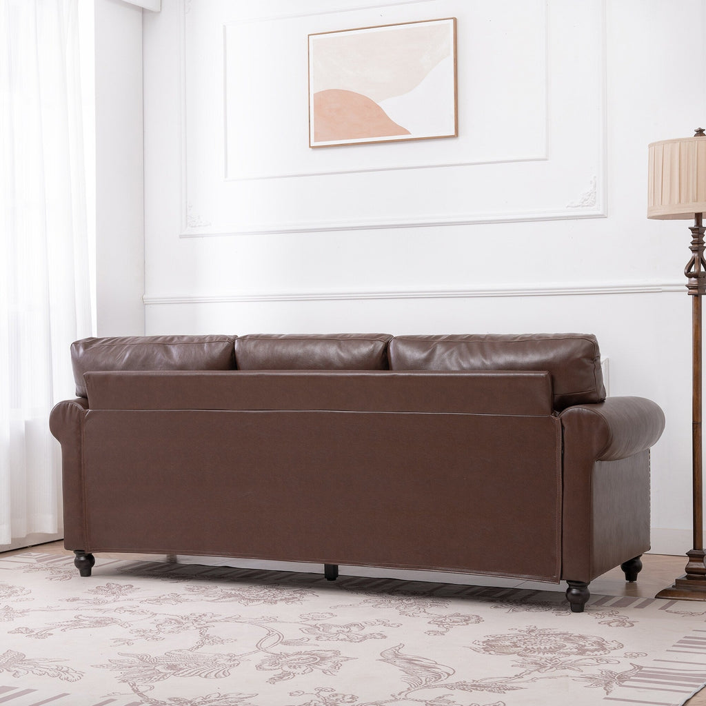 Canapé 3 places rembourré avec clous et pieds en bouleau pour le salon (83,86 €)