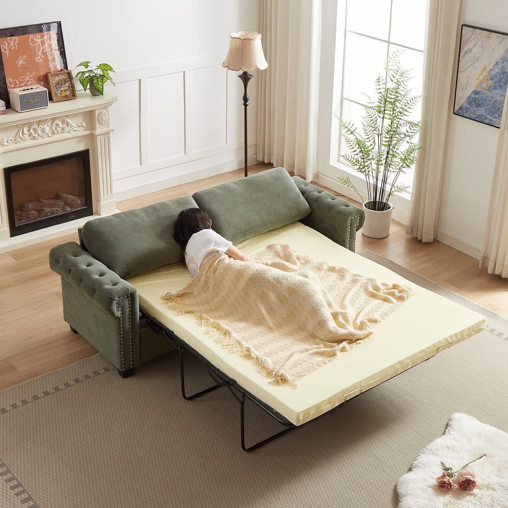 Canapé-lit convertible 2 en 1 en polyester 3 places avec matelas pliable pour salon