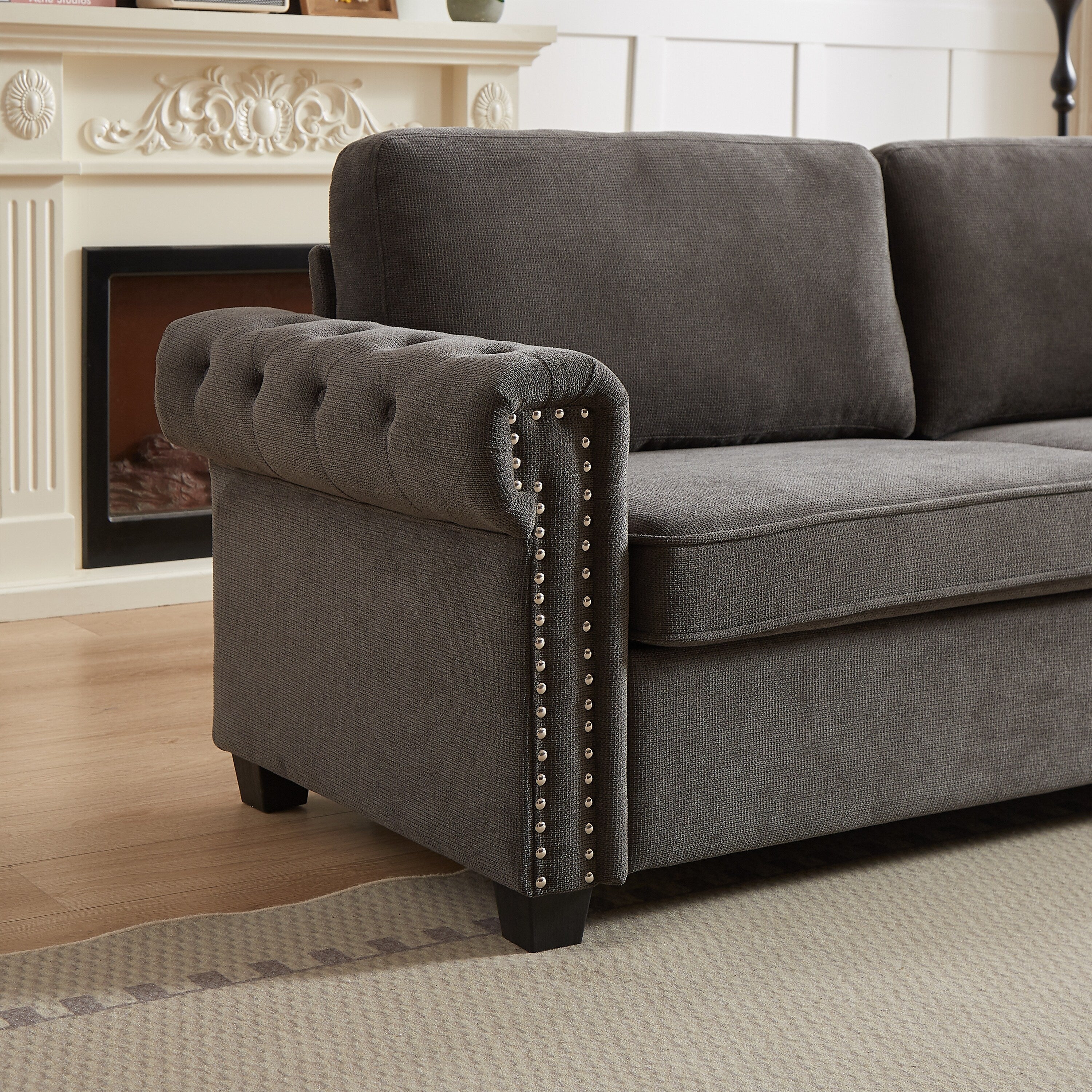 Canapé-lit convertible 2 en 1 en polyester 3 places avec matelas pliable pour salon