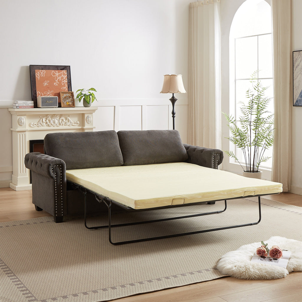 Canapé-lit convertible 2 en 1 en polyester 3 places avec matelas pliable pour salon