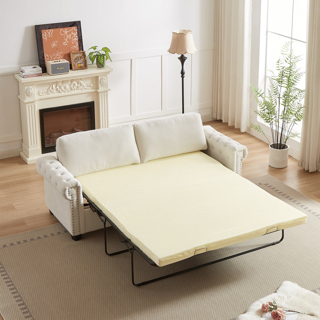 Canapé-lit convertible 2 en 1 en polyester 3 places avec matelas pliable pour salon