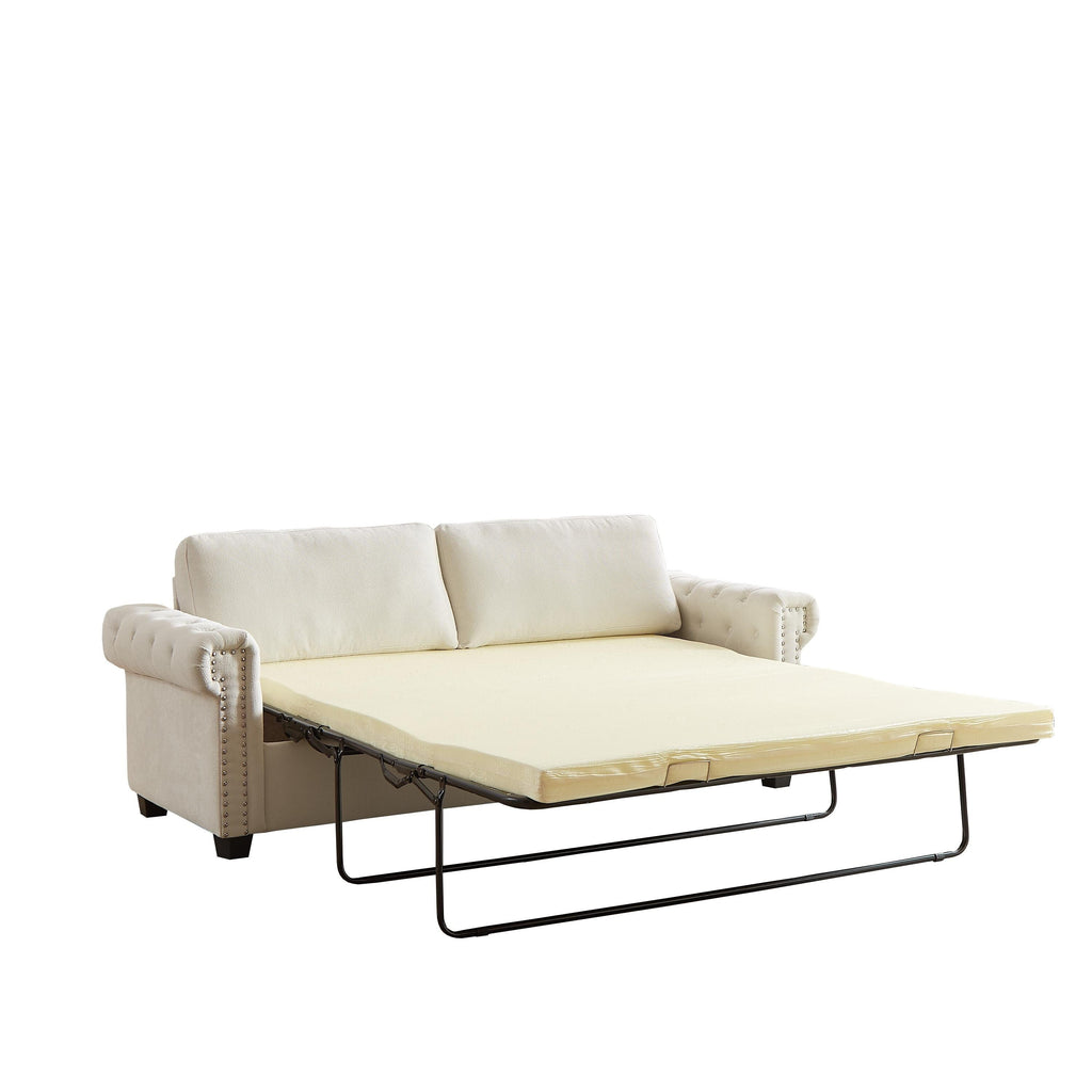 Canapé-lit convertible 2 en 1 en polyester 3 places avec matelas pliable pour salon