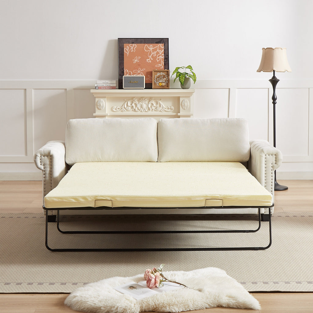 Canapé-lit convertible 2 en 1 en polyester 3 places avec matelas pliable pour salon