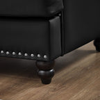 Canapé 3 places en cuir véritable aspect peau de vache avec garniture cloutée, revêtement en similicuir résistant.