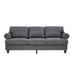 Canapé capitonné classique 83 - Canapé 3 places en tissu avec garniture cloutée, revêtement en polyester et structure en bois massif pour le salon