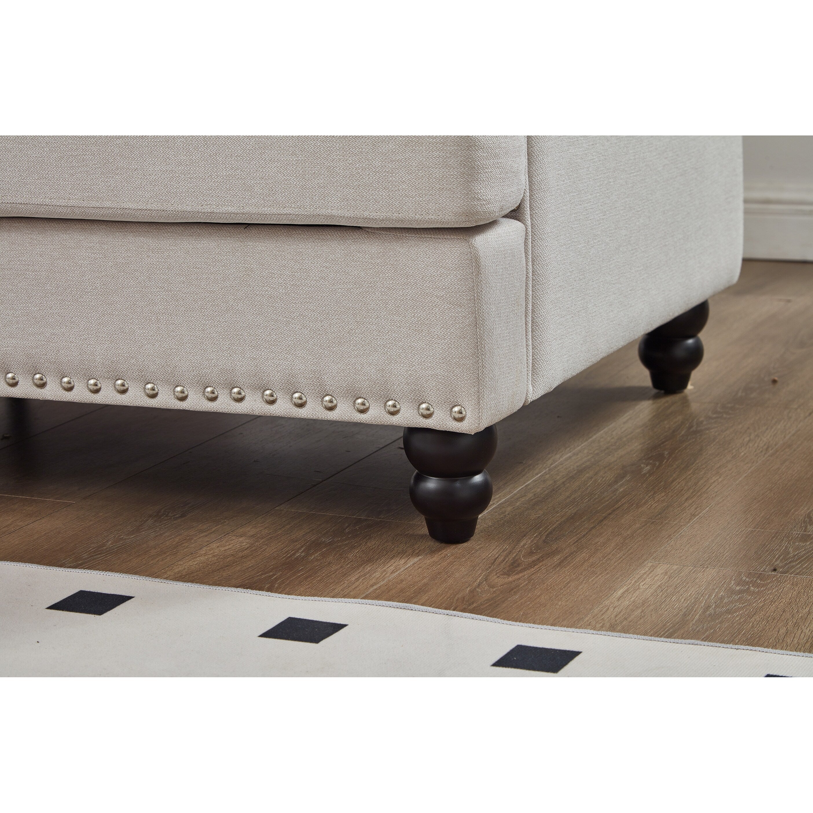 Canapé capitonné classique 83 - Canapé 3 places en tissu avec garniture cloutée, revêtement en polyester et structure en bois massif pour le salon