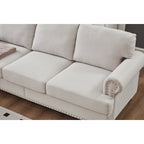 Canapé capitonné classique 83 - Canapé 3 places en tissu avec garniture cloutée, revêtement en polyester et structure en bois massif pour le salon