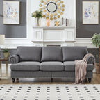 Canapé capitonné classique 83 - Canapé 3 places en tissu avec garniture cloutée, revêtement en polyester et structure en bois massif pour le salon