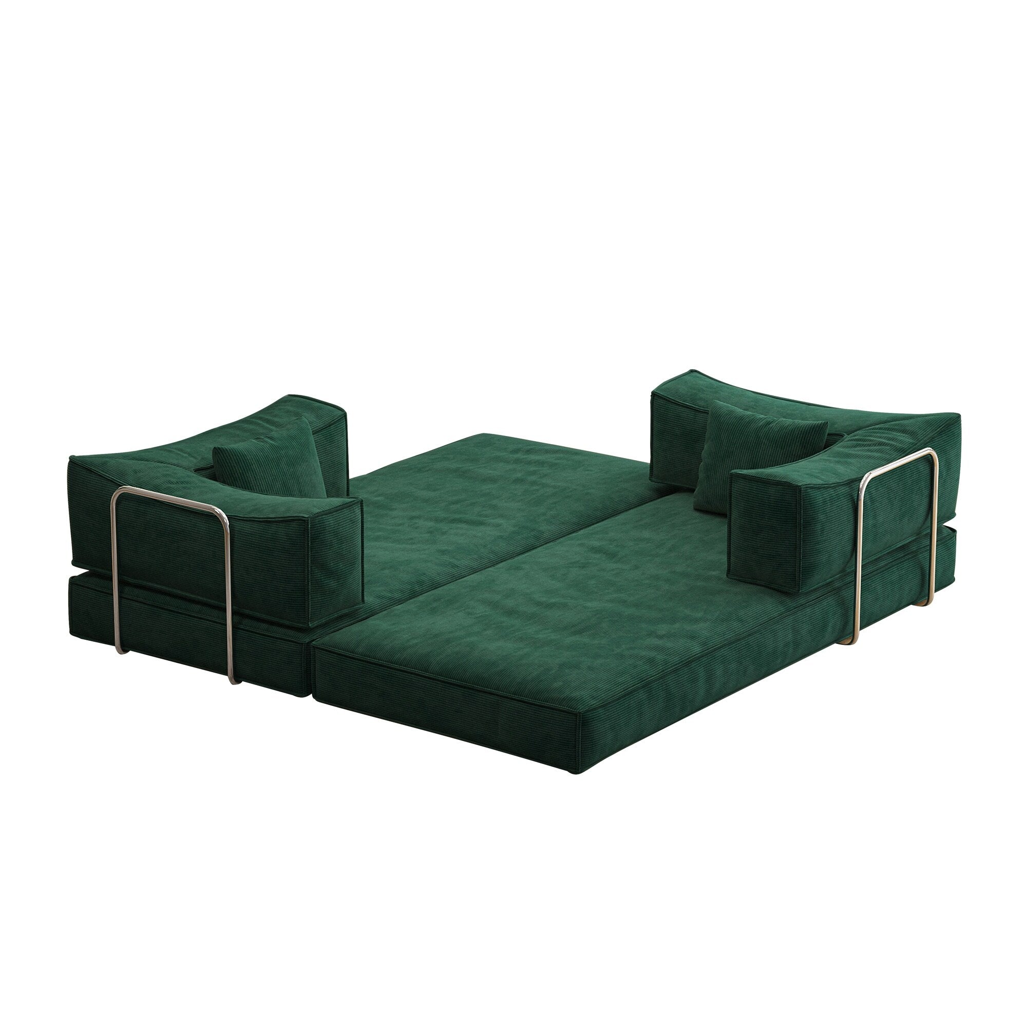 Canapé-lit convertible rembourré 83 en velours côtelé, futon pliable avec 2 oreillers