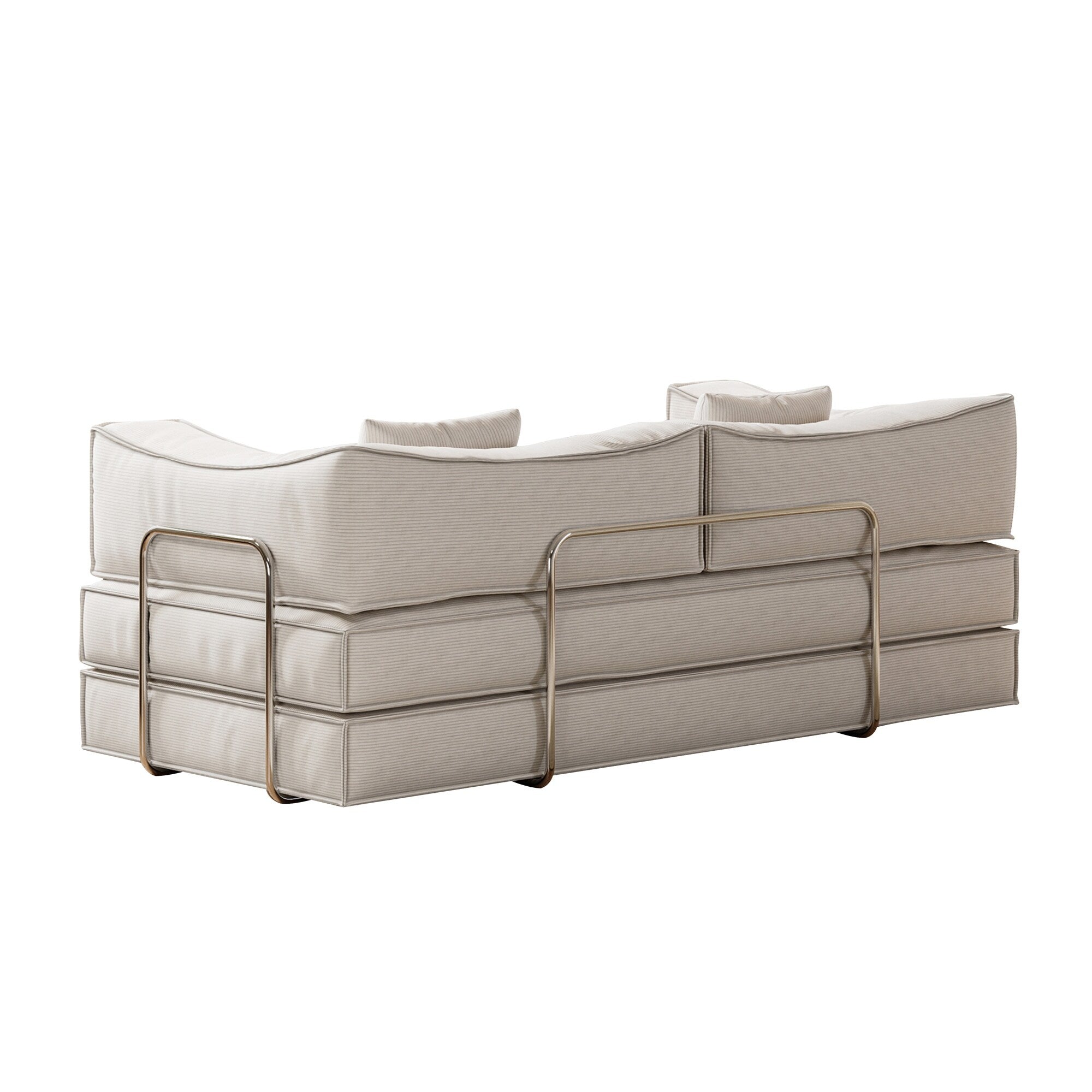 Canapé-lit convertible rembourré 83 en velours côtelé, futon pliable avec 2 oreillers