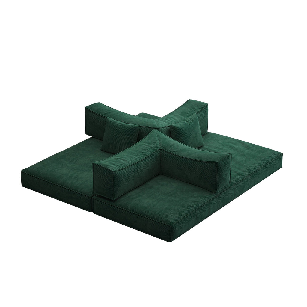 Canapé-lit convertible rembourré 83 en velours côtelé, futon pliable avec 2 oreillers